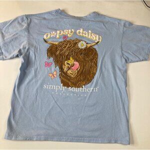 Big Girls Simply Southern Oopsy Daisy Cow Daisy Butterflies Lt Blue YL Cotton‎